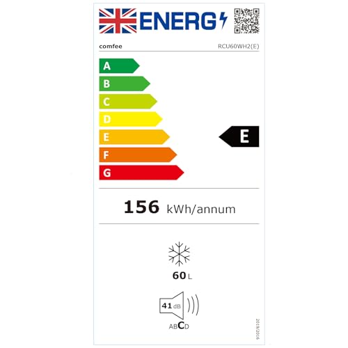 COMFEE' RCU60WH2(E) 60 Litre Freestanding Under Counter, 48cm Upright Freezer Adjustable Thermostat
