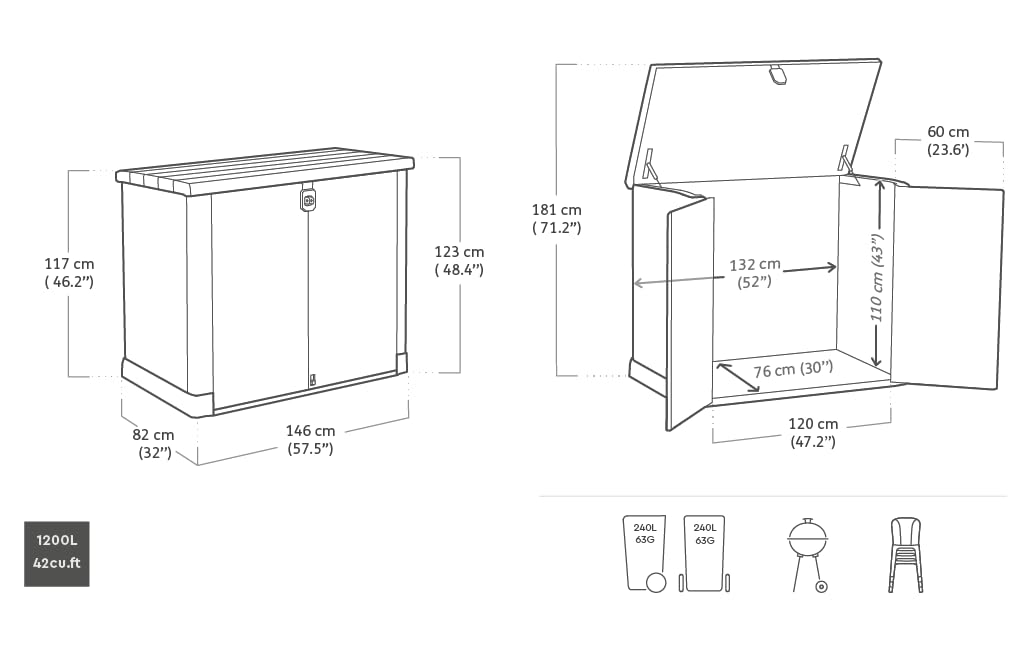 Keter Store It Out Pro Outdoor Garden Furniture Storage Shed Beige with Brown Lid Fade