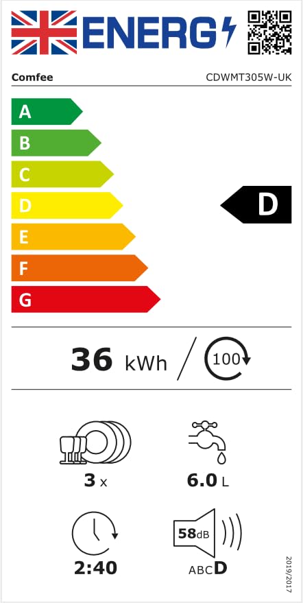 COMFEE' Table Top Dishwasher 7+3 Programs Mini Tabletop Dishwasher No Plumbing - White