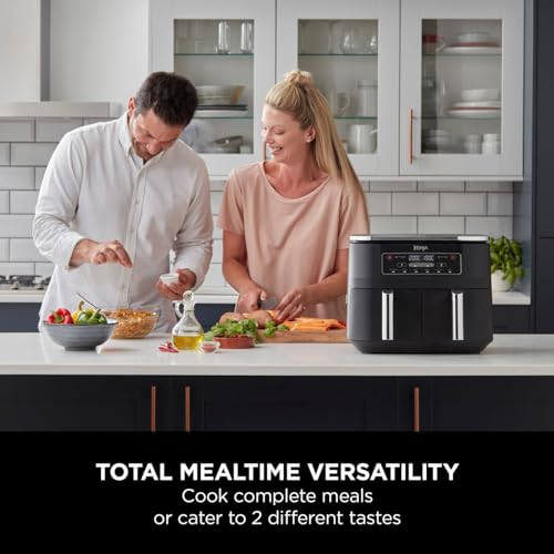 Ninja Foodi Dual Zone Digital Air Fryer, 2 Drawers, 7.6L, 6-in-1, Uses No Oil, Air Fry, Black