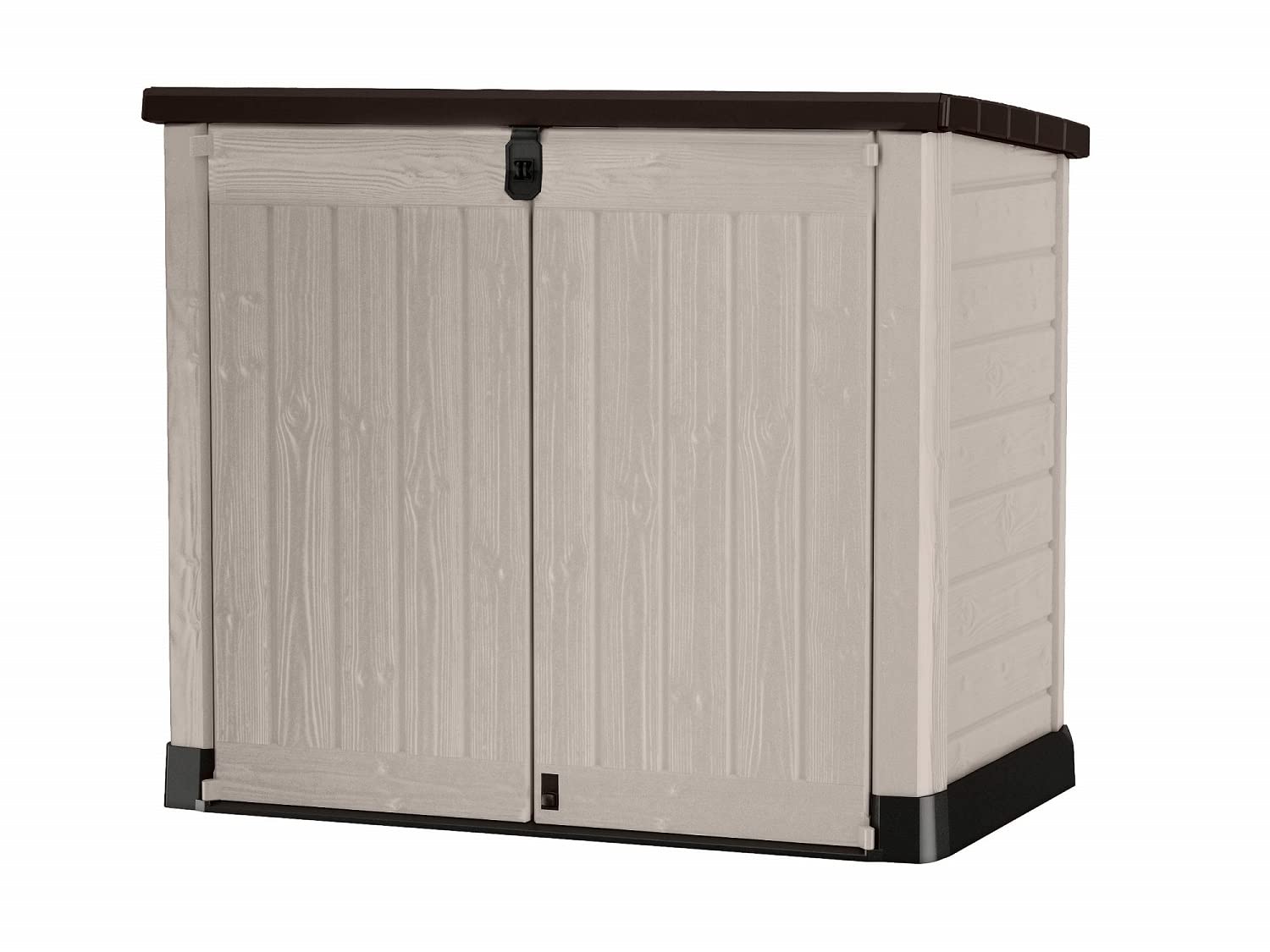 Keter Store It Out Pro Outdoor Garden Furniture Storage Shed Beige with Brown Lid Fade