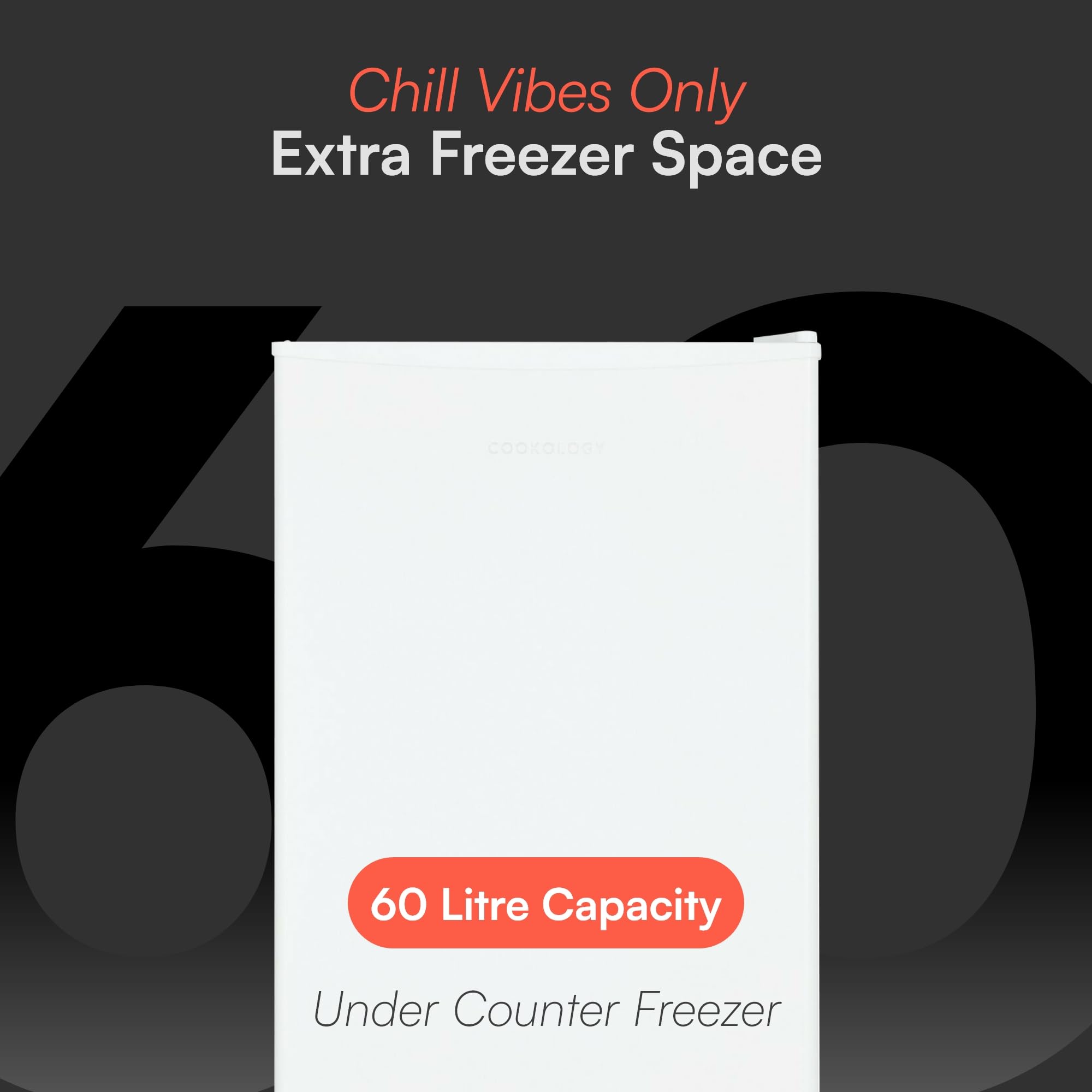 Cookology UCFZ60WH Freestanding Under Counter Freezer in White - 60 Litre Capacity -