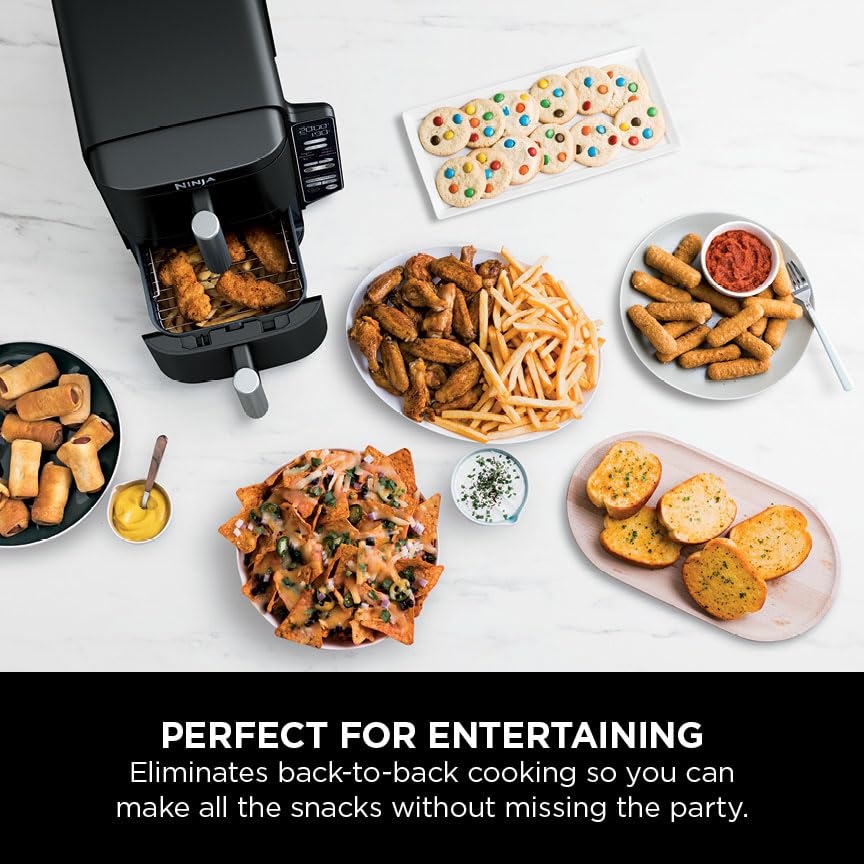 Ninja Double Stack Air Fryer, Vertical Dual Drawer Air Fryer with 4 cooking levels, 2 Drawers and 2 Racks, Black 
