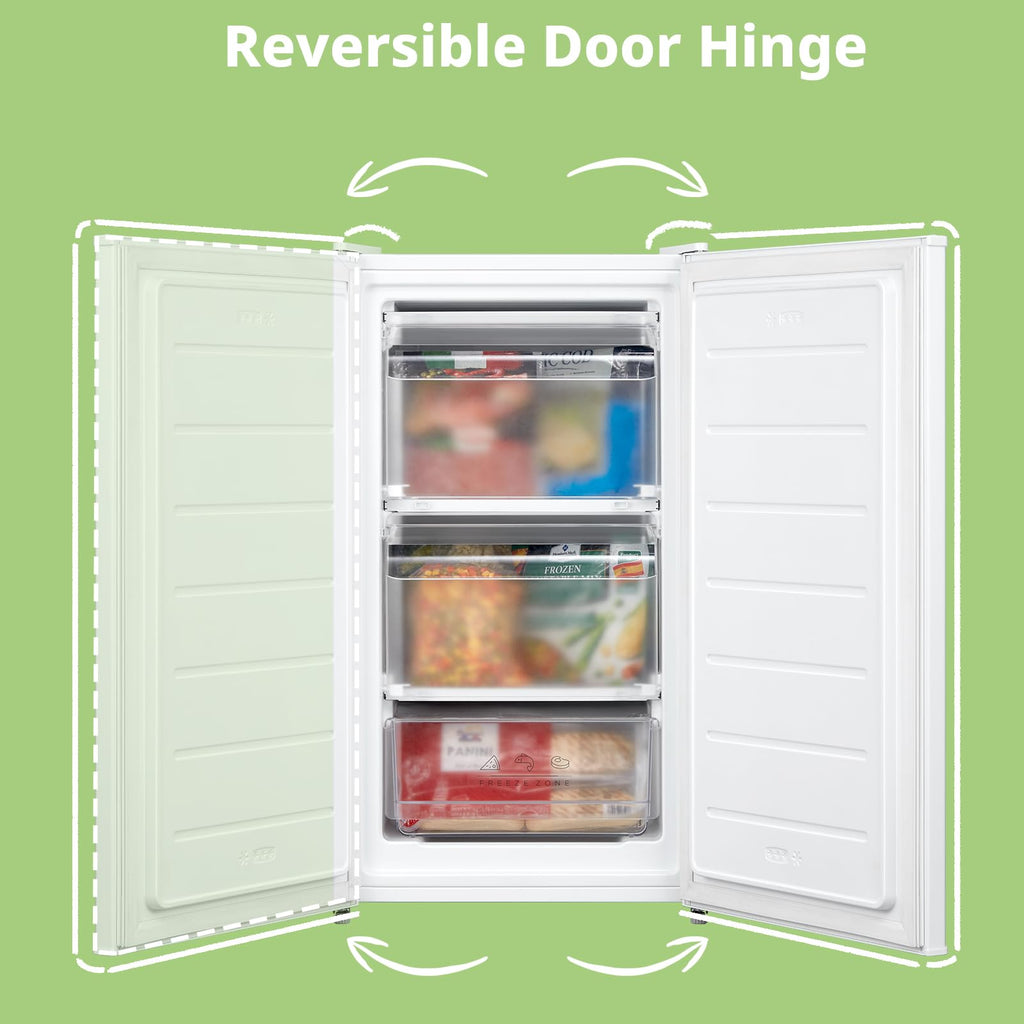 COMFEE' RCU60WH2(E) 60 Litre Freestanding Under Counter, 48cm Upright Freezer Adjustable Thermostat