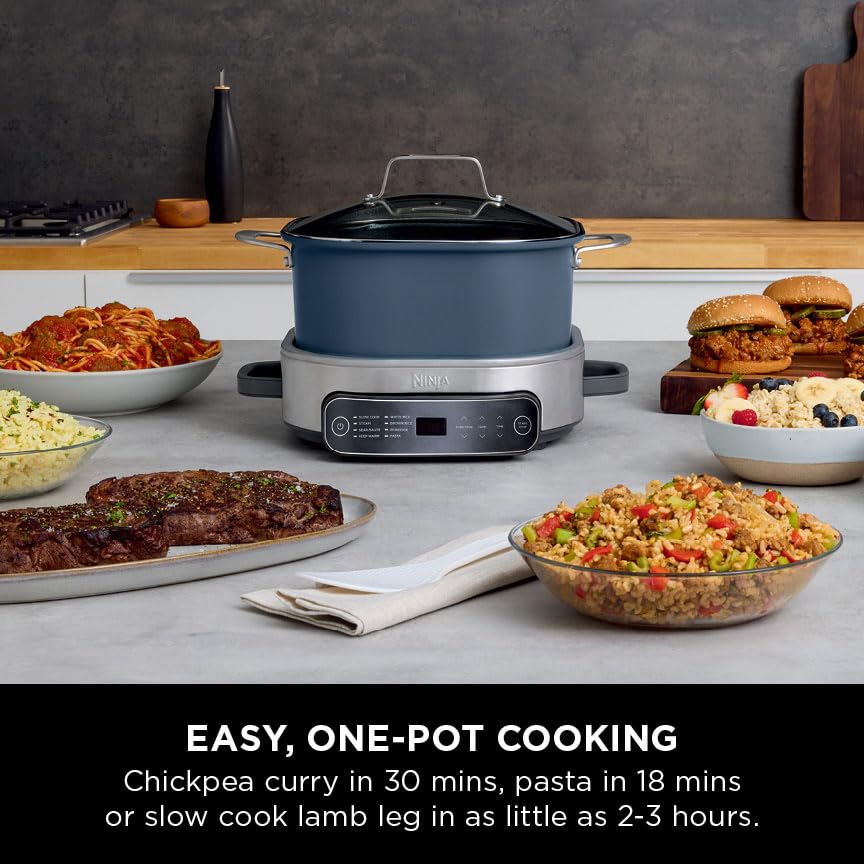 Ninja Foodi PossibleCooker, 6L Slow Cooker & Rice Cooker, 8-in-1 Versatile Functions, Midnight Blue, MC1101UK