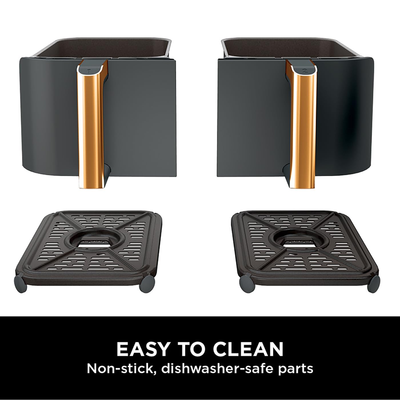 Ninja Foodi MAX Dual Zone Air Fryer, Amazon Exclusive, Tongs, 2 Drawers, 9.5L, 6-in-1, Use No Oil,Copper/Black