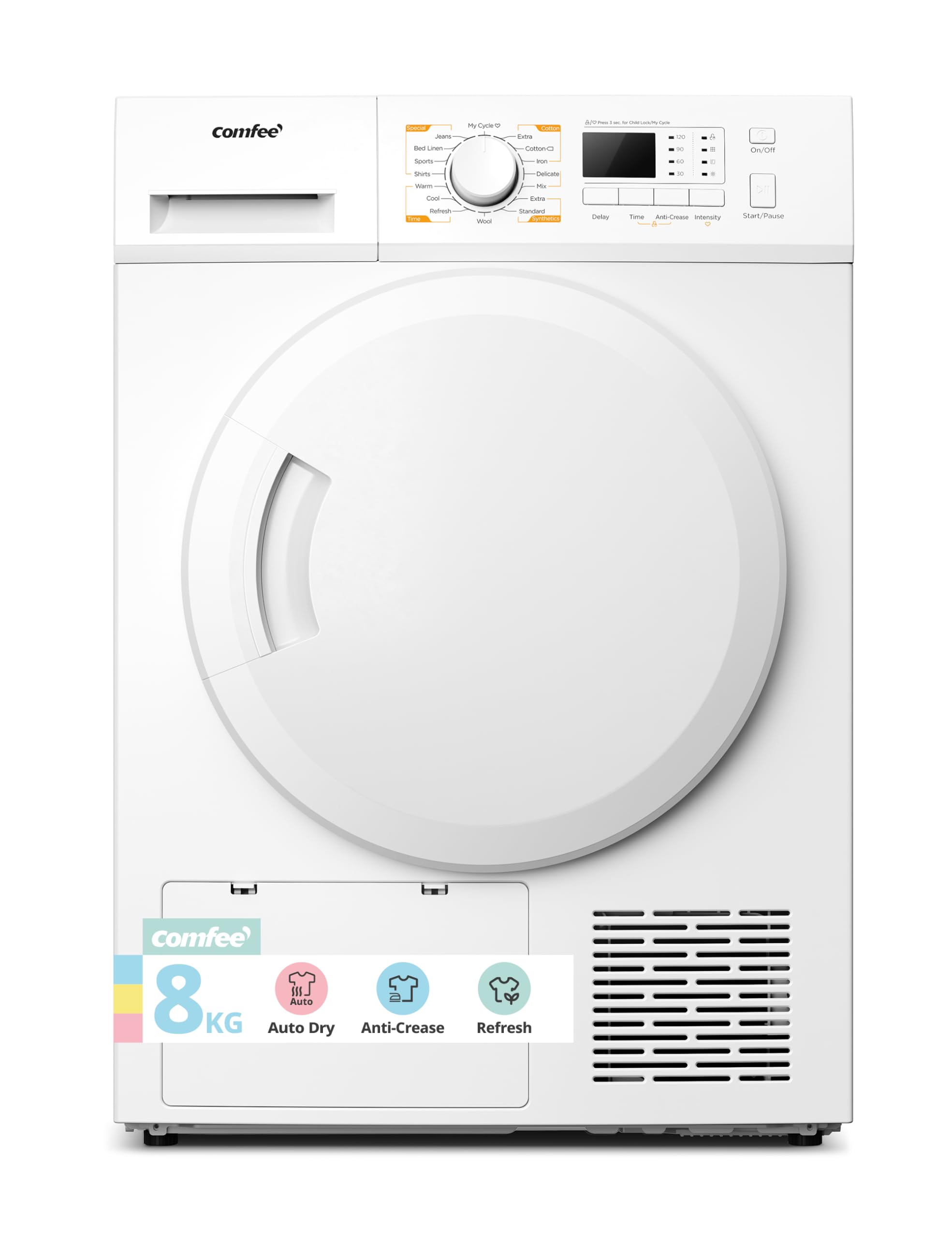 COMFEE' Freestanding Heat Pump Tumble Dryer,8kg Front Load, A+ Class, 16 Programmes