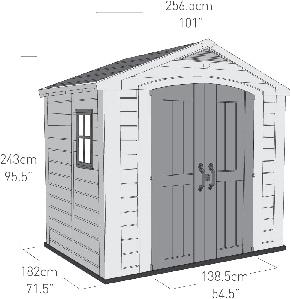 Keter Factor 8 x 6 ft Outdoor Storage Shed, Beige/Brown