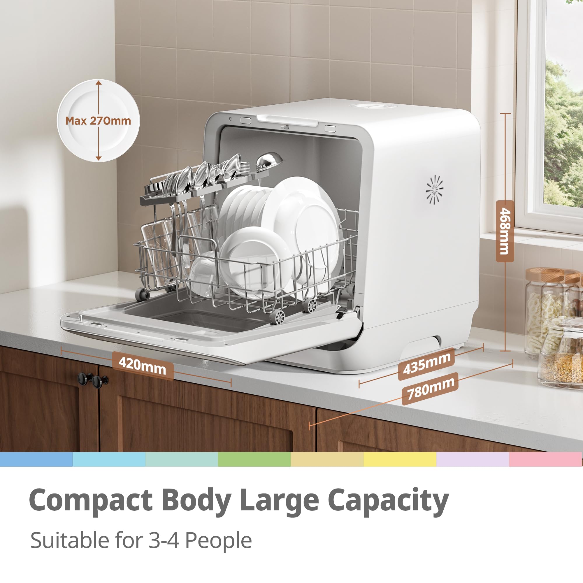 COMFEE' Table Top Dishwasher 7+3 Programs Mini Tabletop Dishwasher No Plumbing - White