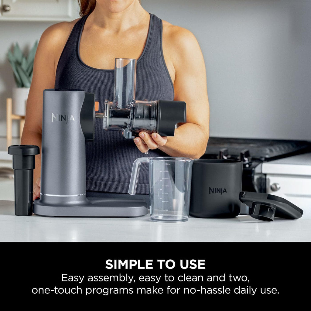 Ninja Cold Press Juicer Machine with 700ml Jug & 1.1L Pulp Container, Make Fresh Juices