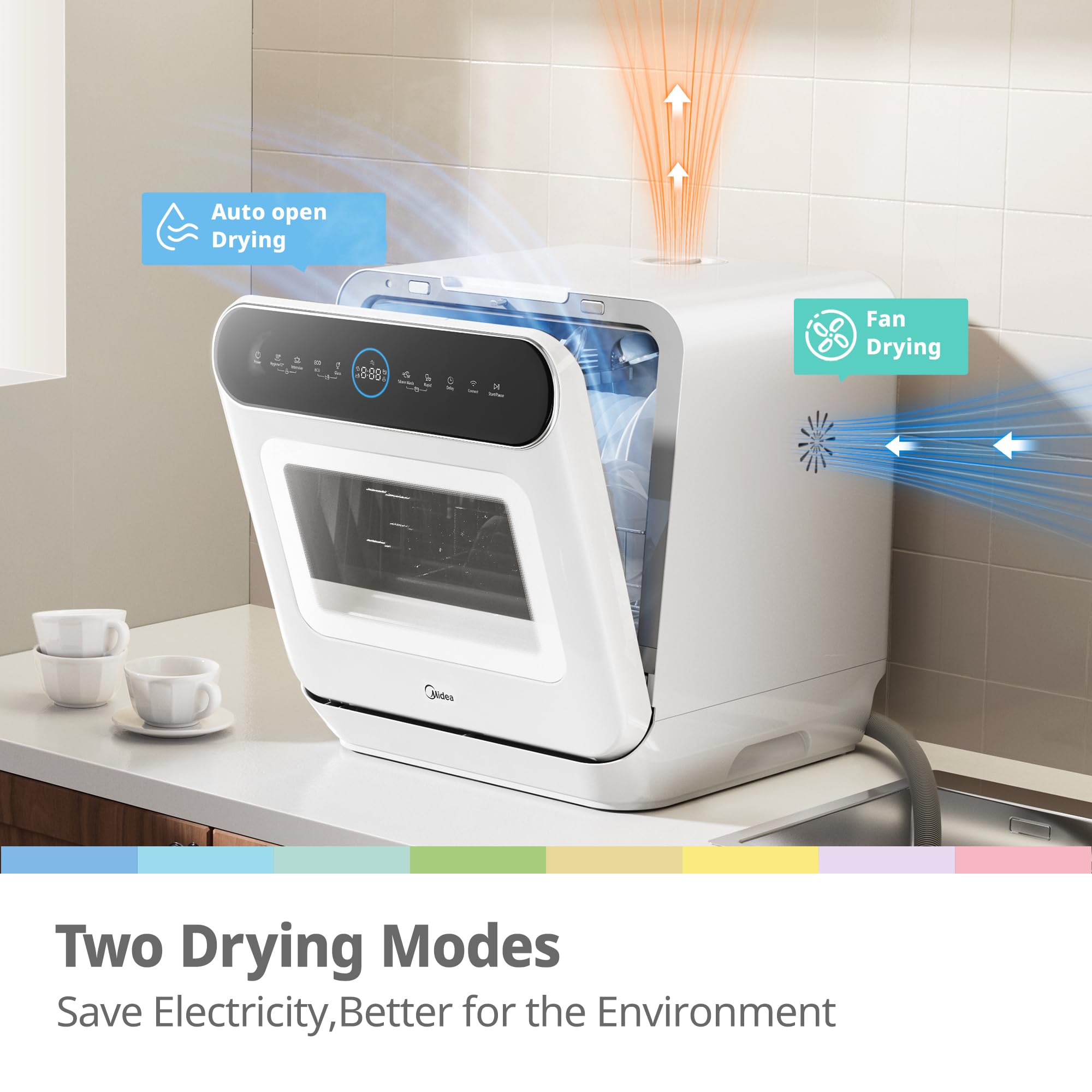 COMFEE' Table Top Dishwasher 7+3 Programs Mini Tabletop Dishwasher No Plumbing - White