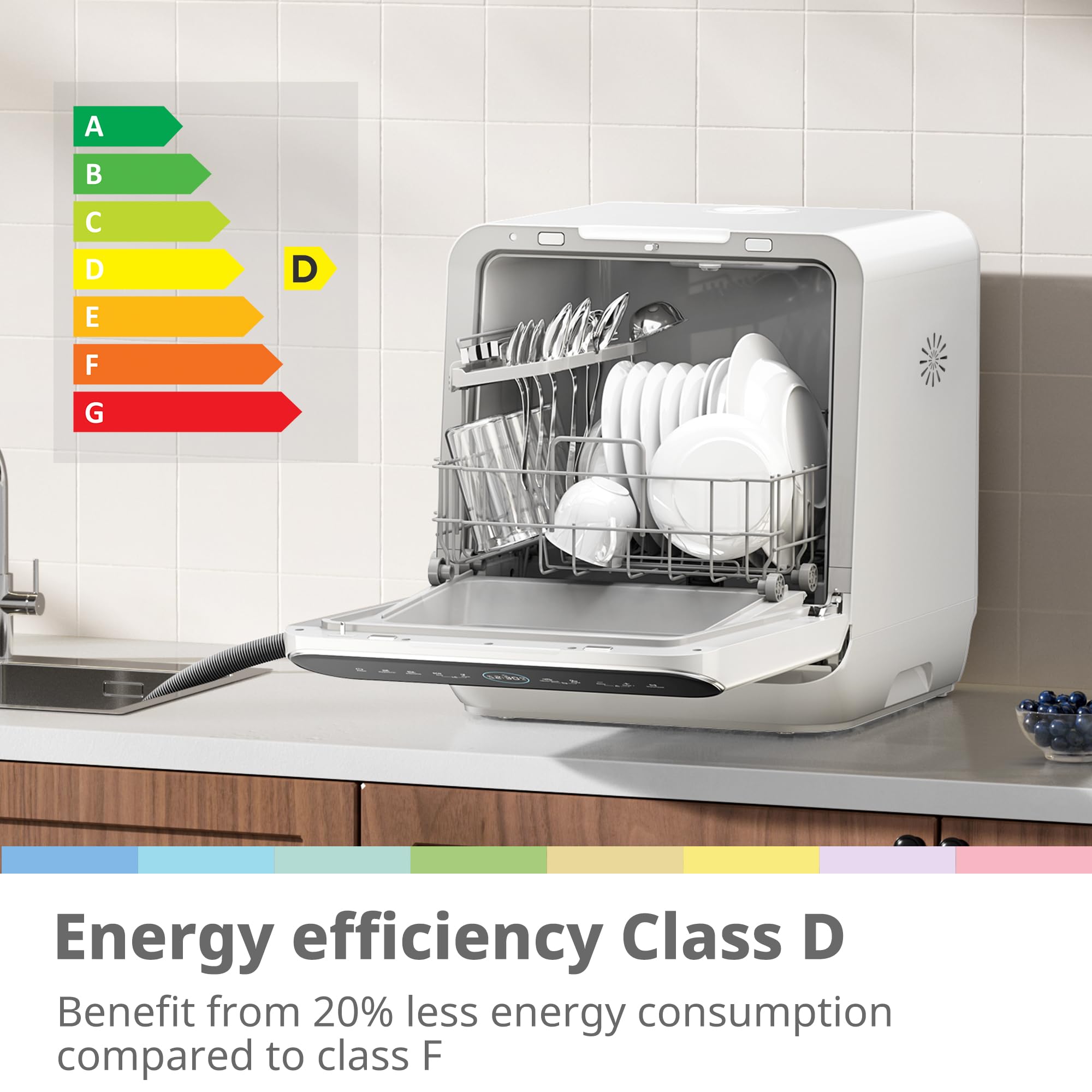 COMFEE' Table Top Dishwasher 7+3 Programs Mini Tabletop Dishwasher No Plumbing - White