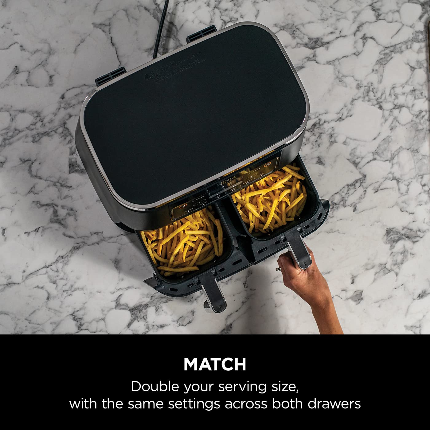 Ninja Foodi Dual Zone Digital Air Fryer, 2 Drawers, 7.6L, 6-in-1, Uses No Oil, Air Fry, Black