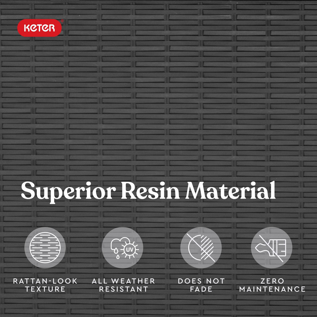 Keter XXL Java Resin Rattan Look Large Outdoor Lockable Storage Deck Box for Patio Furniture Cushions