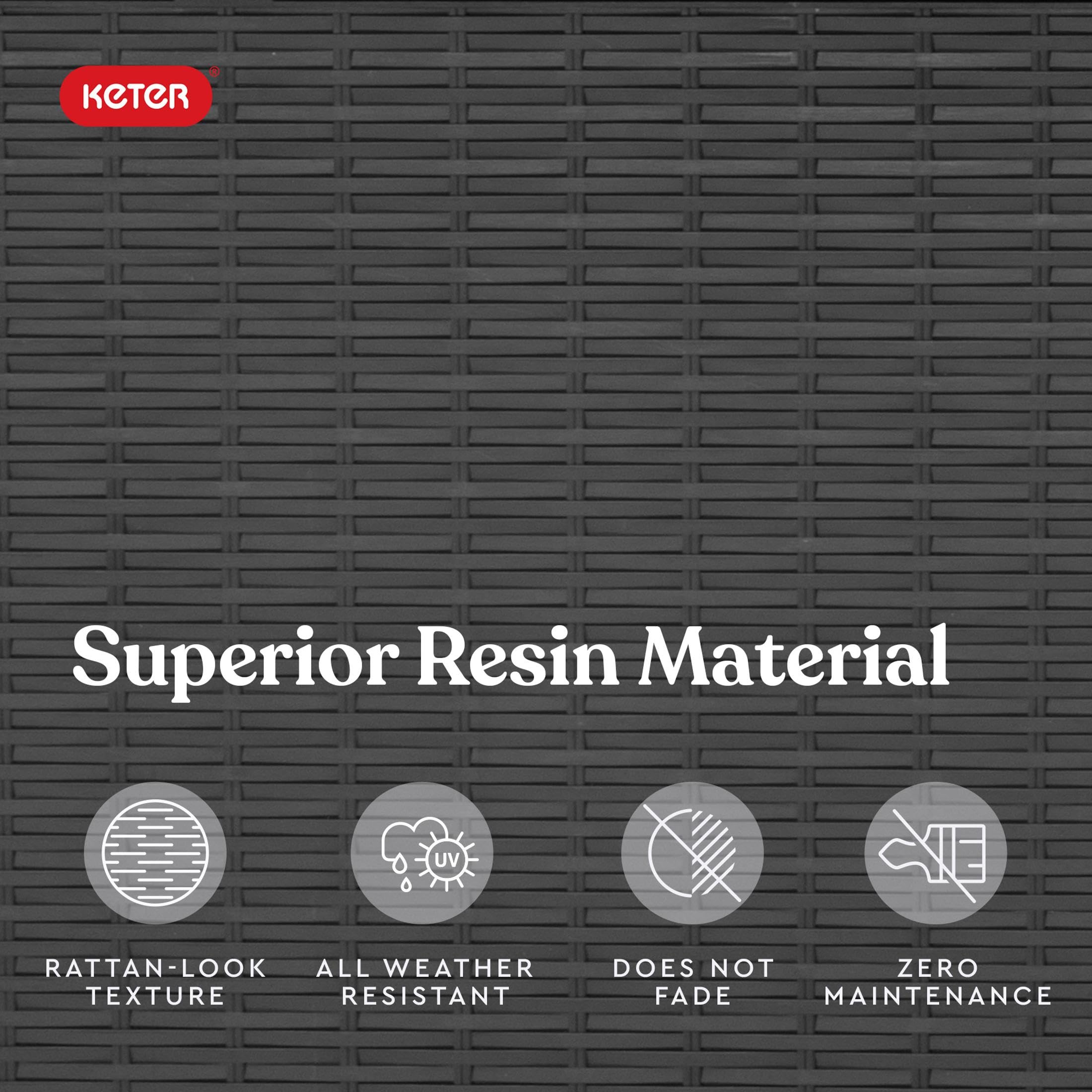 Keter XXL Java Resin Rattan Look Large Outdoor Lockable Storage Deck Box for Patio Furniture Cushions