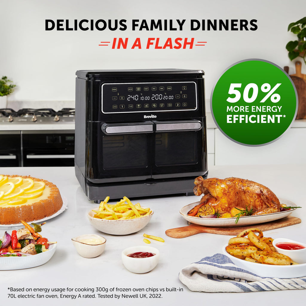 Breville Halo Flexi Air Fryer | Digital Dual Air Fryer Oven | 11L: Serves 10+ People | FryBakeGrillRoast & Reheat