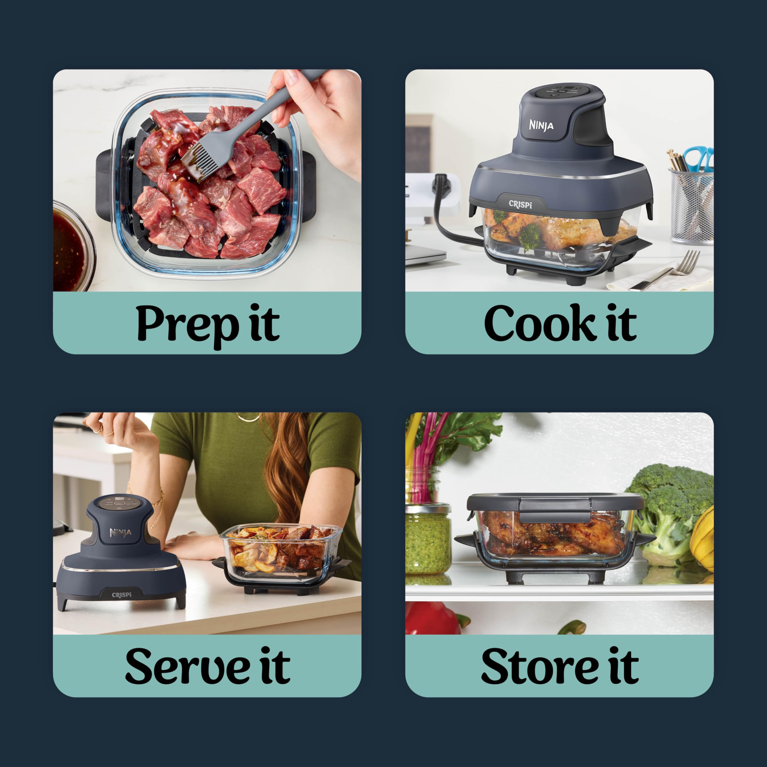 Ninja CRISPi Portable Air Fryer, 3.8L, 4-in-1: Air Fry, Roast, Keep Warm, Recrisp