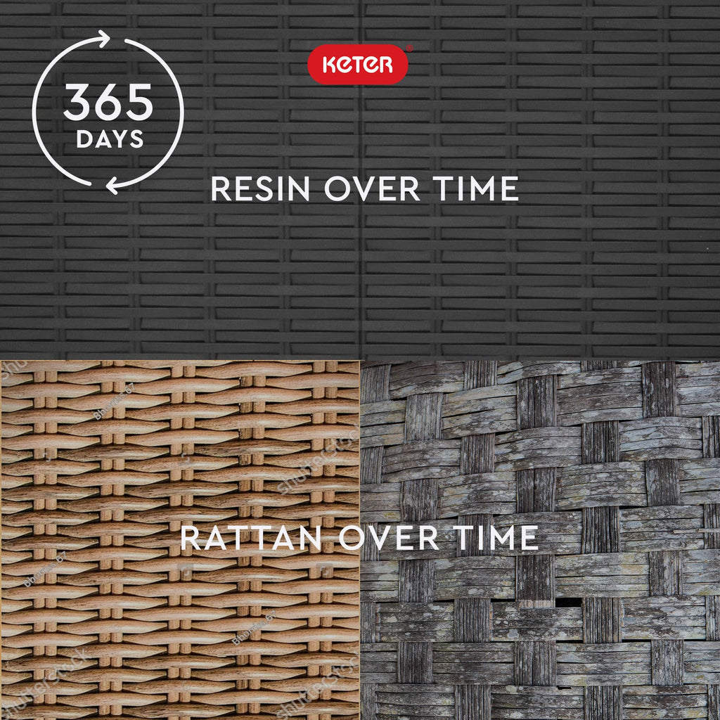 Keter XXL Java Resin Rattan Look Large Outdoor Lockable Storage Deck Box for Patio Furniture Cushions