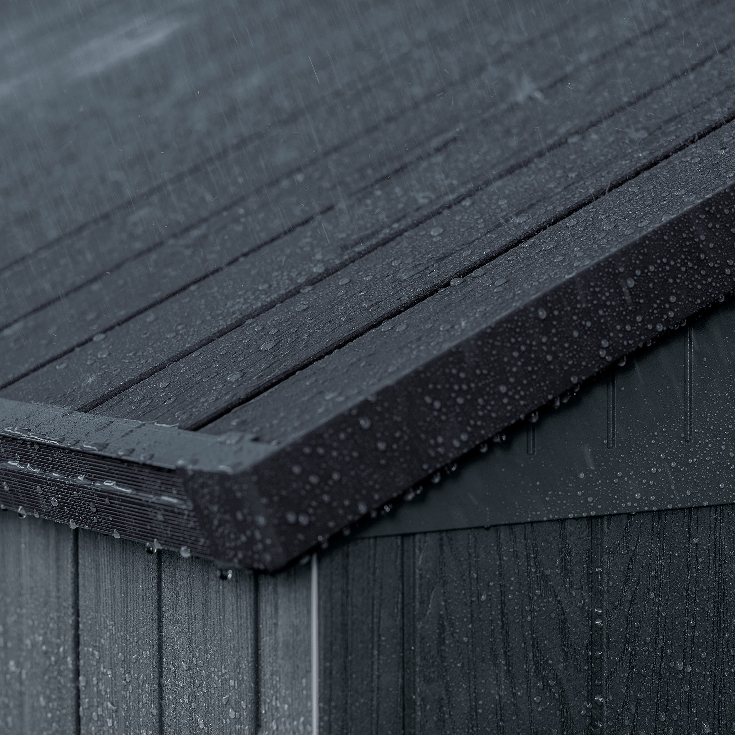 Keter Darwin Outdoor Apex Double Door Garden Storage Shed 6 x 8ft Grey Evotech+ Wood Look and Feel