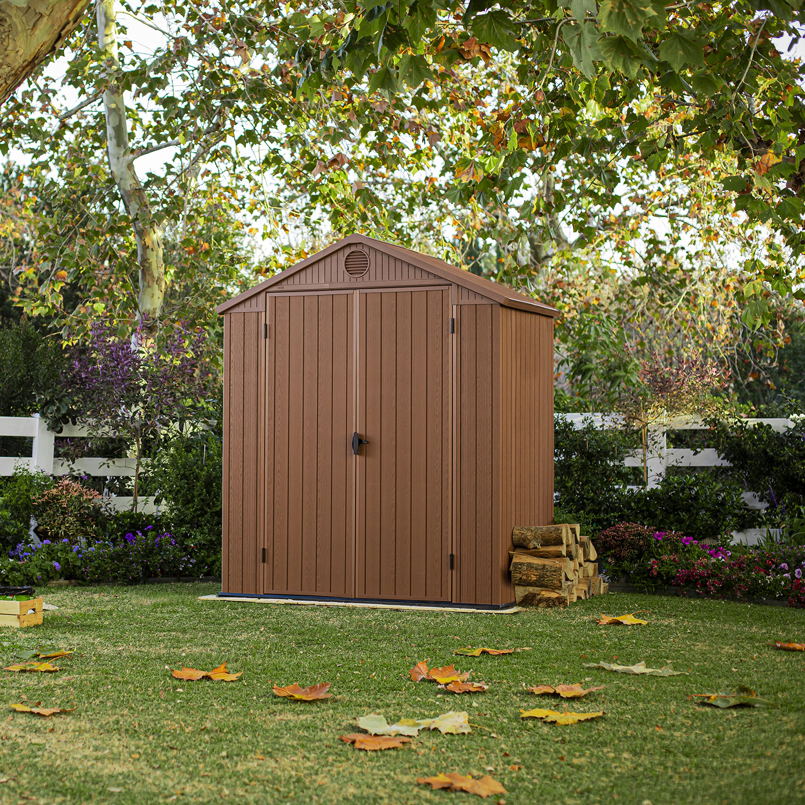 Keter Darwin Outdoor Apex Double Door Garden Storage Shed 6 X 4ft Brown Wood Look And Feel | Fade Free
